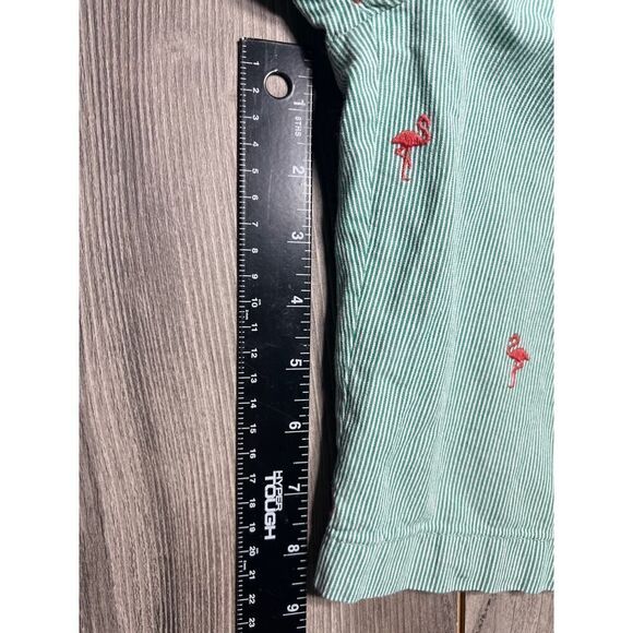 Cremieux Men's Madison Shorts 100% Cotton Striped Green Pink Flamingos size 33 - Picture 8 of 9